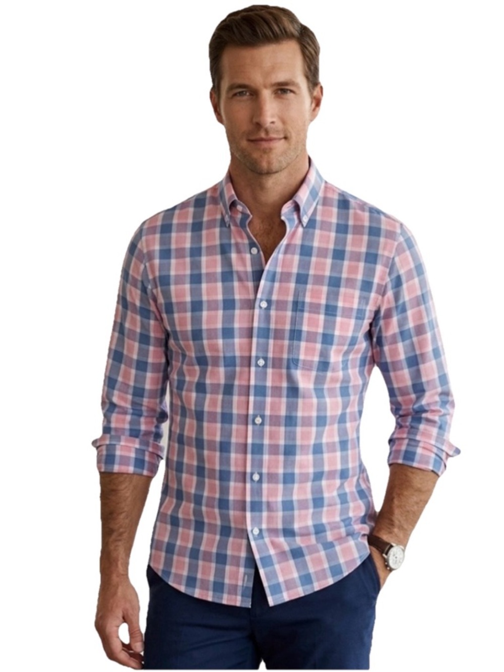 johnnie-O Mercer Liberty Men’s Pink & Blue Dress Shirt Size Small